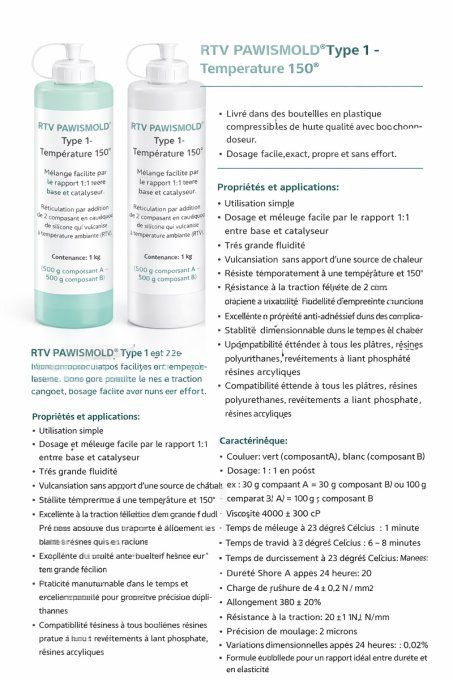 RTV PAWISMOLD® Type 1 -  Température 150° - 1Kg
