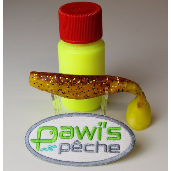 PEINTURE LEURRE SOUPLE PAWISPECHE® POUR AEROGRAPHE  60ml - JAUNE FLUO UV 